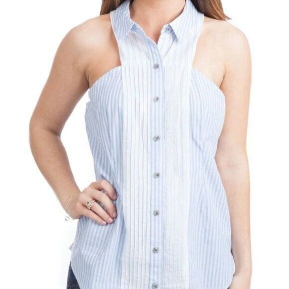 Maeve Anthropologie Striped Sleeveless Blouse Size 2 XS